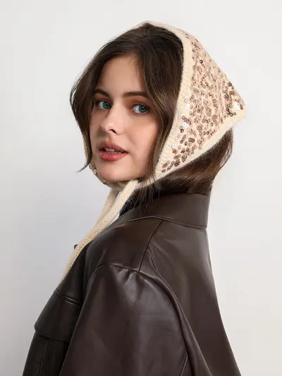 Шапка-косынка с пайетками в ассортименте